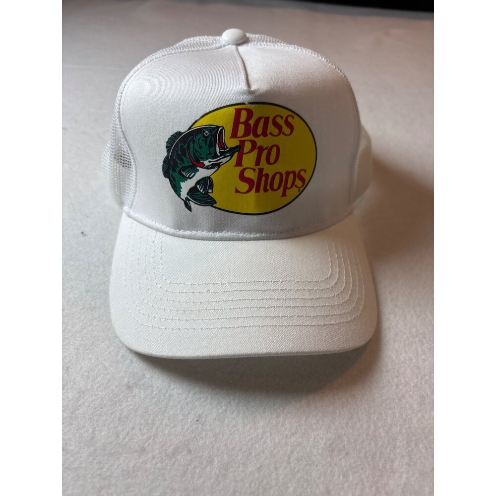 Bass Pro Shops White Trucker Hat One Size Mesh Back Snapback